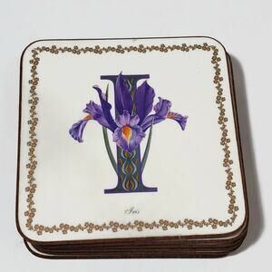 Pimpernell  Purple Iris Flower Letter I  Alphabet Florals Set of 6